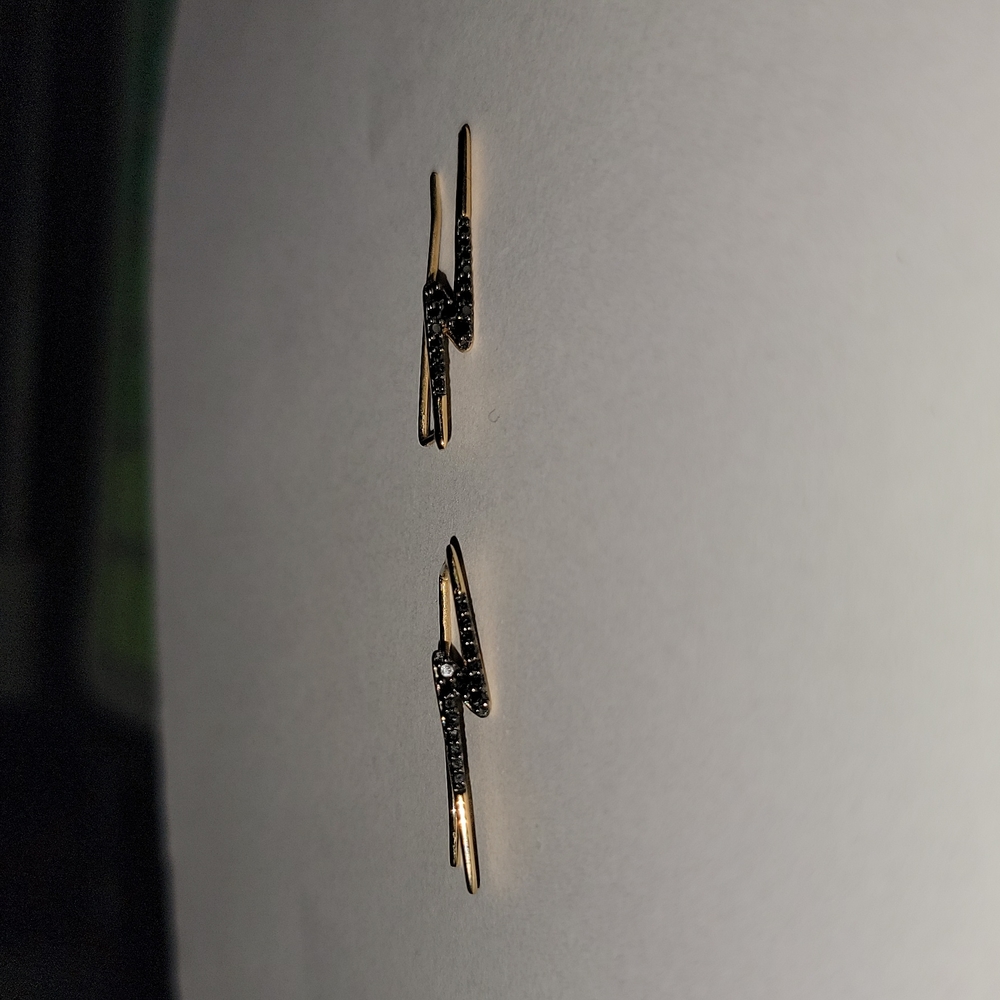 Adina Reyter Black Pave Diamond Lightning Bolt Earrin… Gem